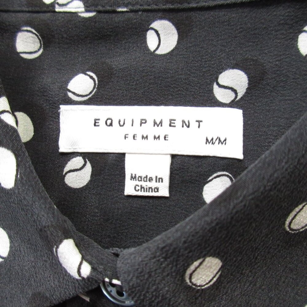 NWT Equipment Signature in Eclipse Tennis Ball Silk Button Down Shirt M - Picture 3 of 6